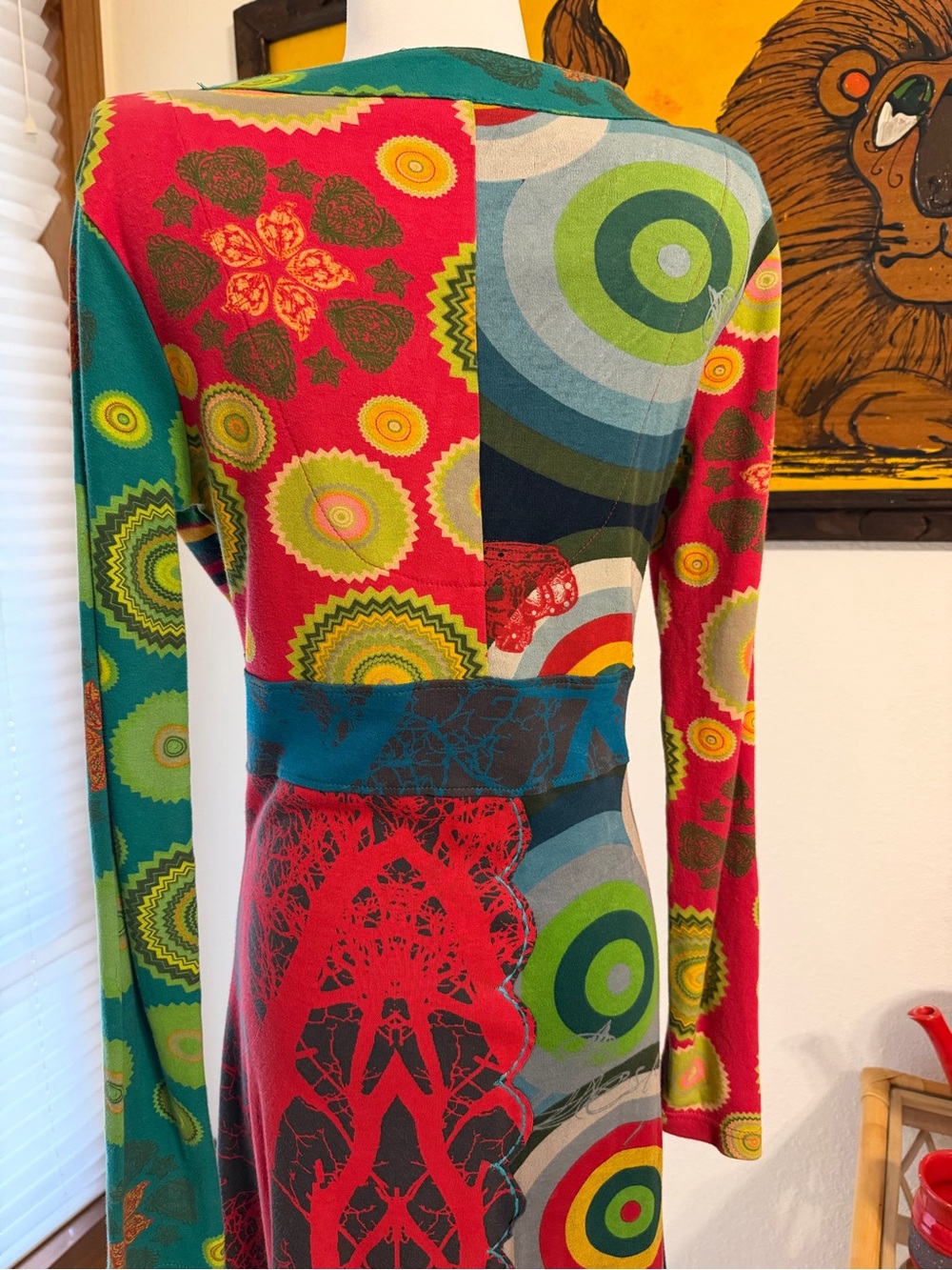 Vintage Y2K Desigual Patchwork Cotton Jersey Long Sleeve Dress – Size M - Picture 7 of 8